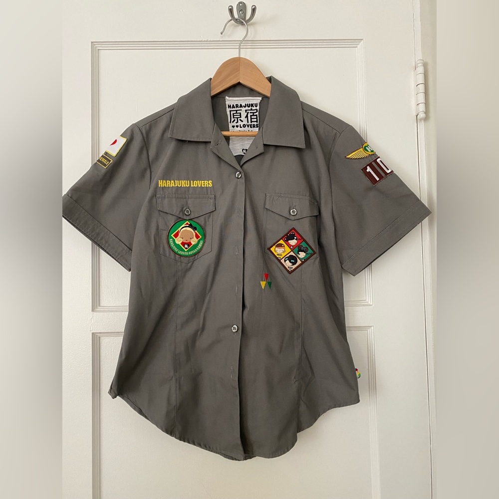 Harajuku Lovers not L.A.M.B Gwen Stefani scout military camp shirt rare NWOT XL